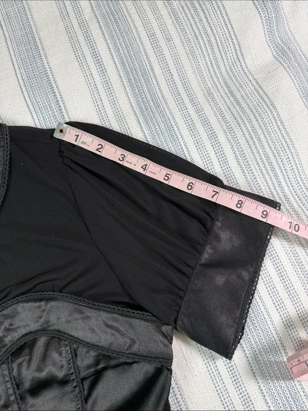 Grevercyte Black Satin Sheer Corset Style Blouse Size Large